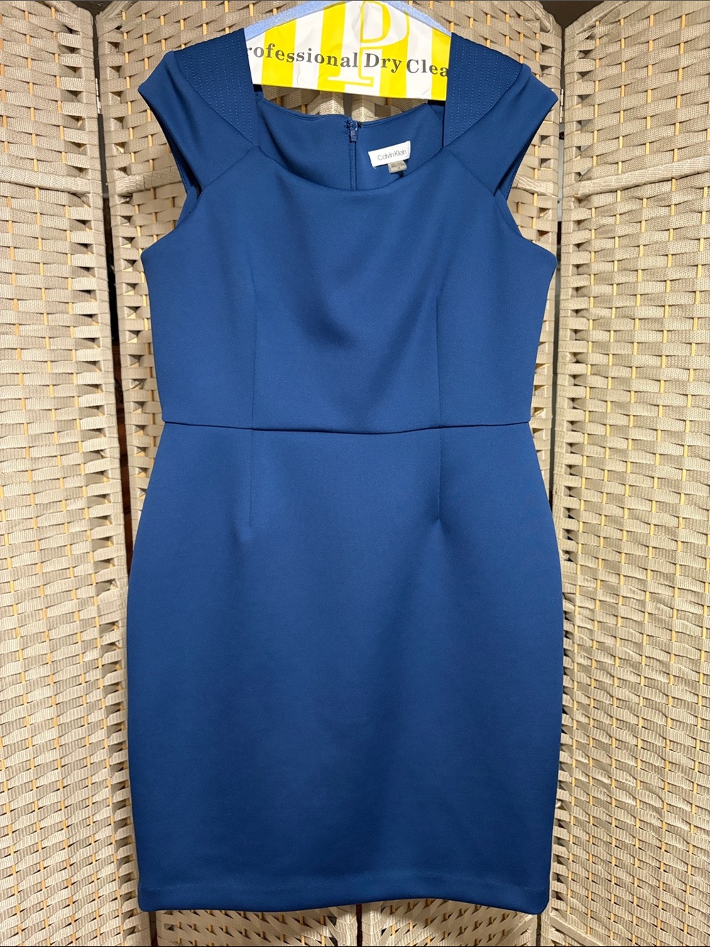 Calvin Klein Royal Blue Cap-Sleeve Sheath Dress